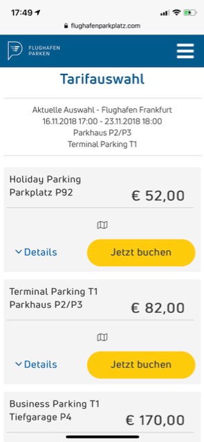 Die offiziellen Flughafen-Parkplätze sind auch bequem mit dem Smartphone buchbar. 