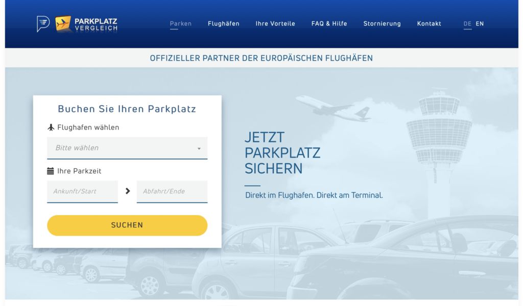 Auf parkplatzvergleich.flughafenparkplatz.com können Sie jetzt sicher, günstig und bequem offizielle Flughafen-Parkplätze direkt an den Terminals buchen. 